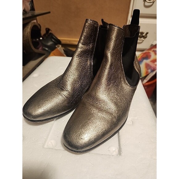 Boemos Metallic Booties Womens EU 37 Gold Shoes Chelsea Boots Pull On - Picture 1 of 10